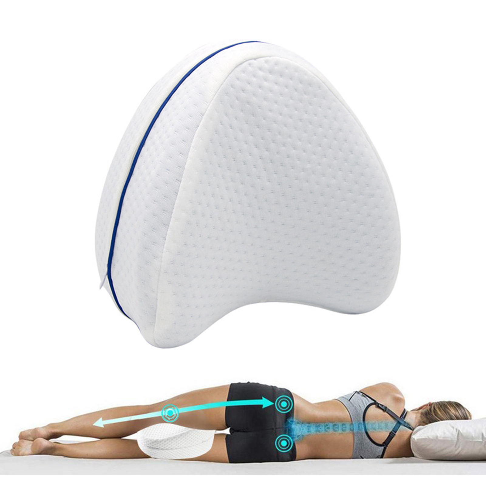  powozi Almohada de apoyo de espuma para piernas y rodillas,  almohada de algodón con memoria corporal, almohada de rodilla para personas  que duermen de lado, alivio del dolor calmante para la