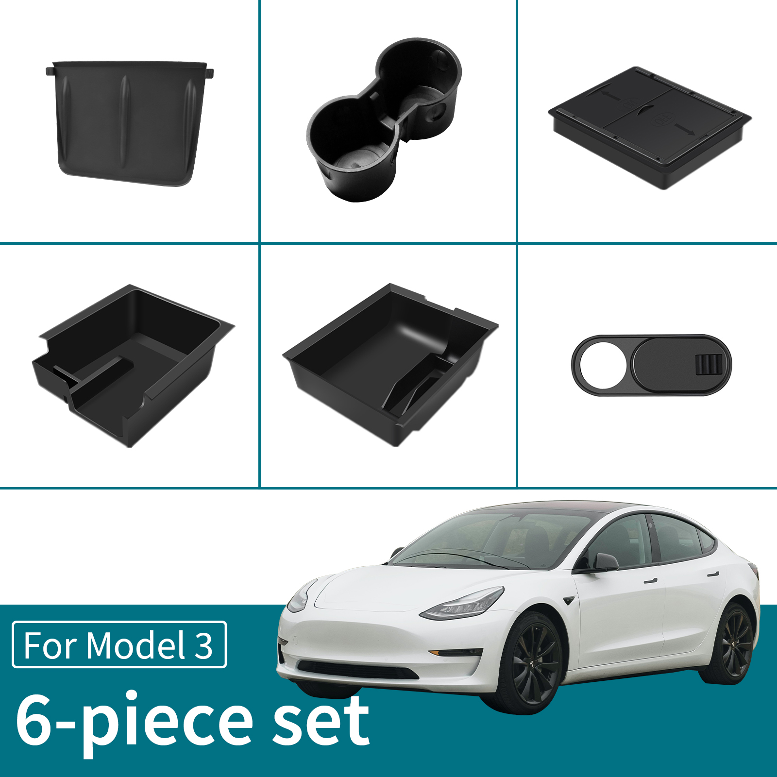 For Model 3 Model Y Central Armrest Storage Box, Center Console Organizer  Case Tray With Coin And Sunglass Car Accessories