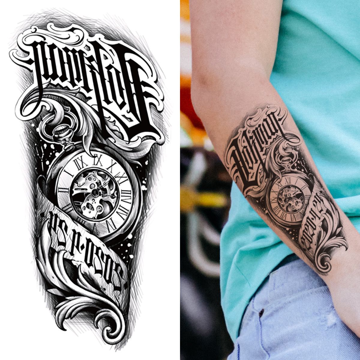 Half Arm Temporary Tattoos Totem Pattern Tattoo Sticker For Men Waterproof  Long Wear 3 7 Days Body Arts For Parties | Check Out Today's Deals Now |  Temu