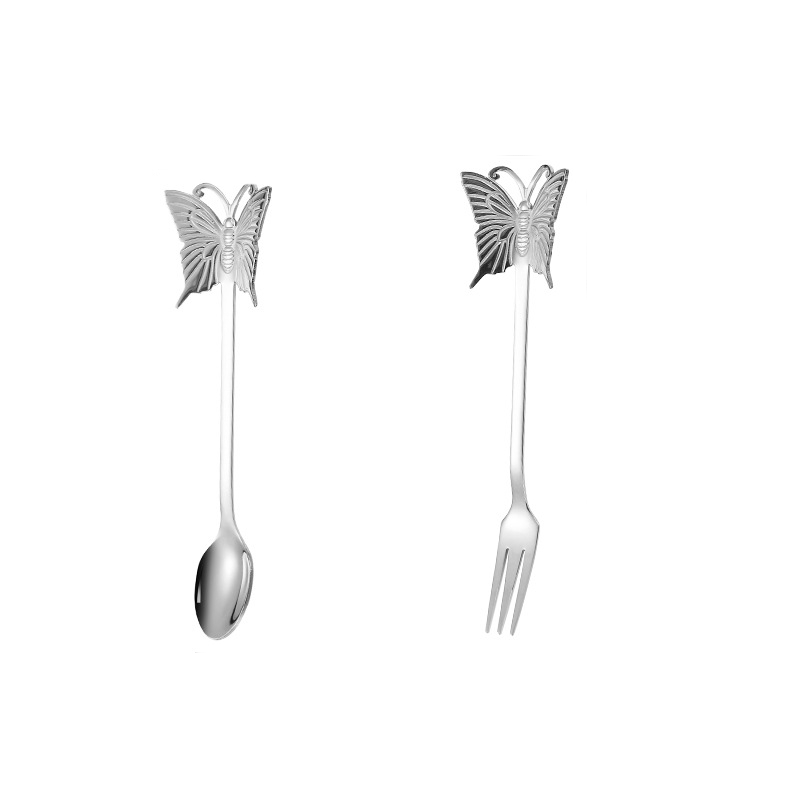 304 Stainless Steel Butterfly Spoon Fork Coffee Mixing Spoon - Temu