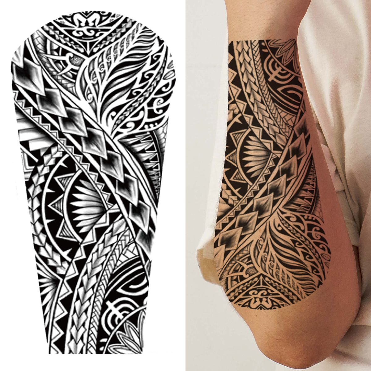 Half Arm Temporary Tattoos Totem Pattern Tattoo Sticker For Men Waterproof  Long Wear 3 7 Days Body Arts For Parties | Check Out Today's Deals Now |  Temu