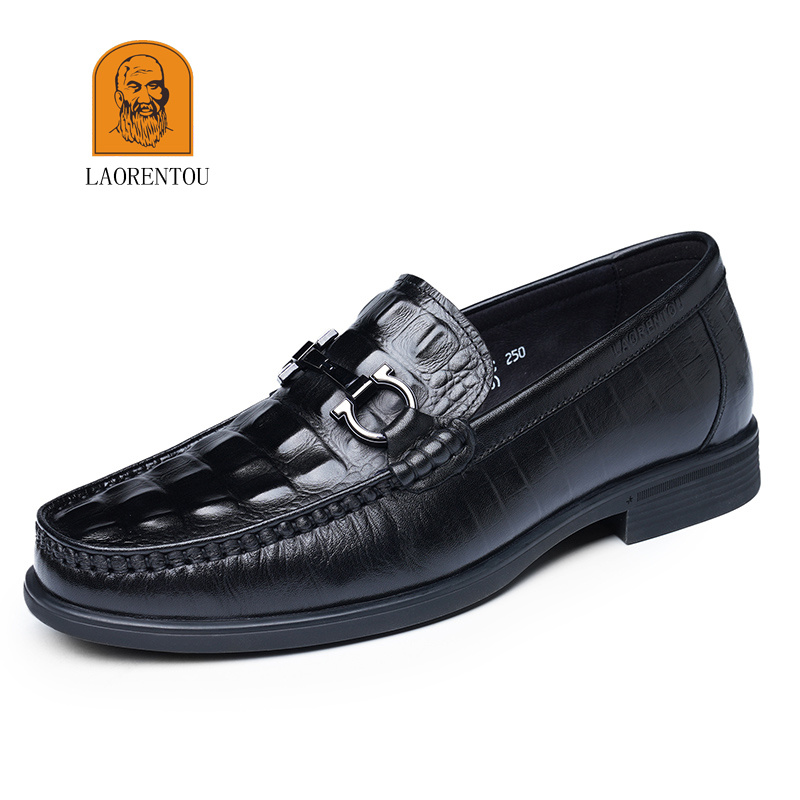 Men's Crocodile Print Pointed Toe Slip On Bit Loafer Shoes, Formal