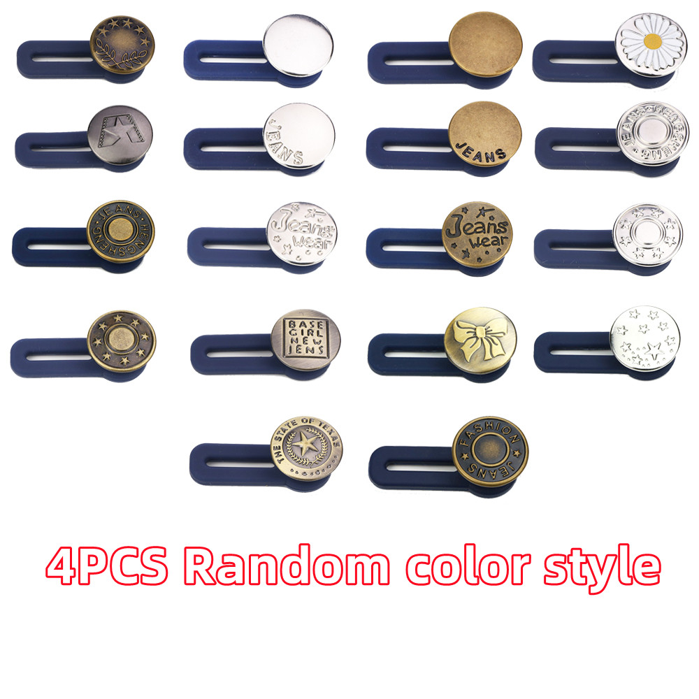 4pcs Random Color Magic Metal Button Extender Pants Jeans Free Sewing  Adjustable Retractable Waist Extenders Button Extended Length 0 71in, 90  Days Buyer Protection