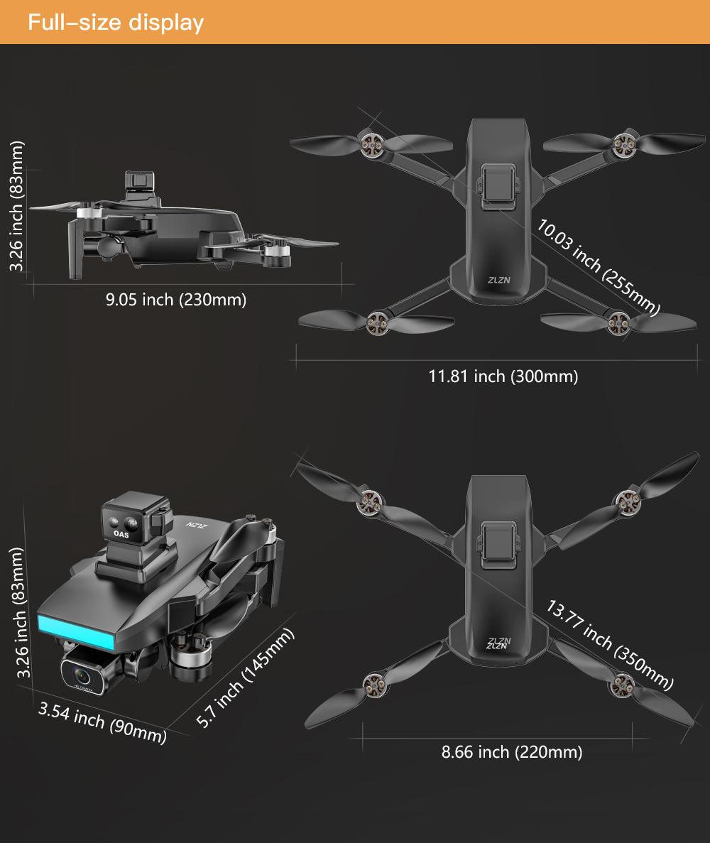 drone with gps follow obstacle avoidance hd dual camera optical flow positioning brushless motor real time transmission wifi connection app control details 7