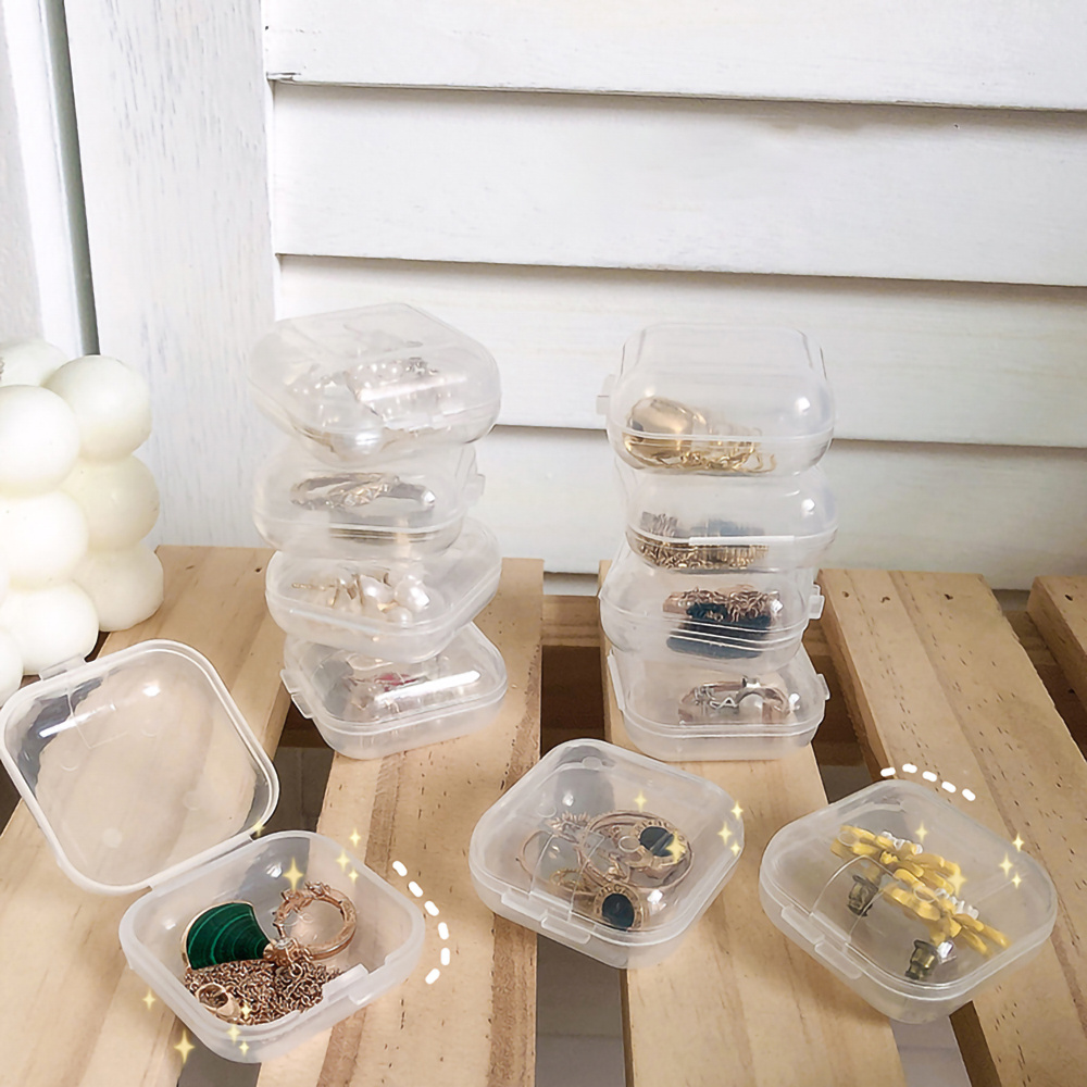 Mini Clear Plastic Small Box Jewellery Earplugs Container Tool Storage Box  Y1B0