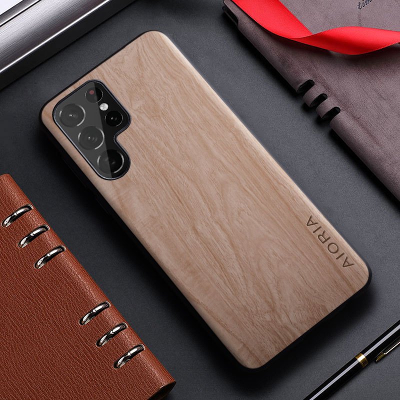 Stylish Funda Bamboo Wood Pattern Back Cover Galaxy - Temu