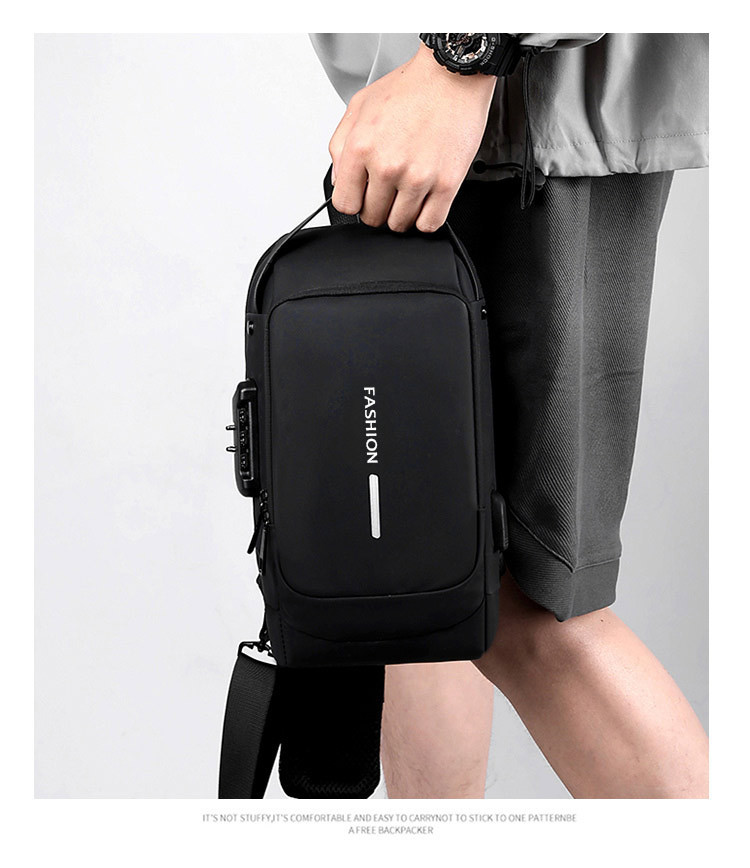 Fashion Casual Sports Combination Lock Antitheft Shoulder Messenger