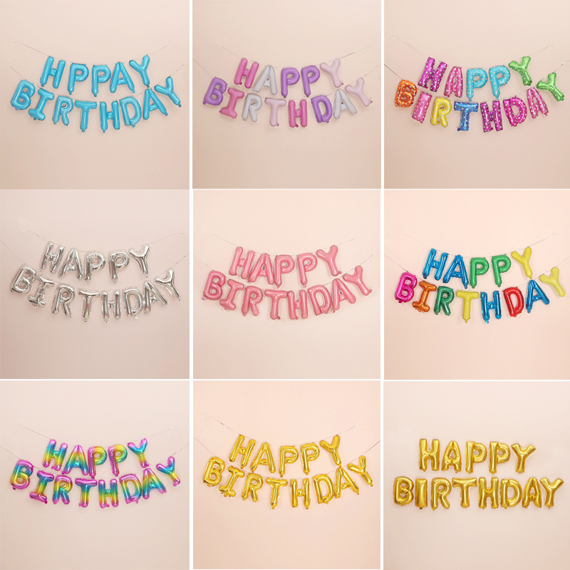 13pcs 16inch Happy Birthday Banner Balloon Decoration Globos Happy