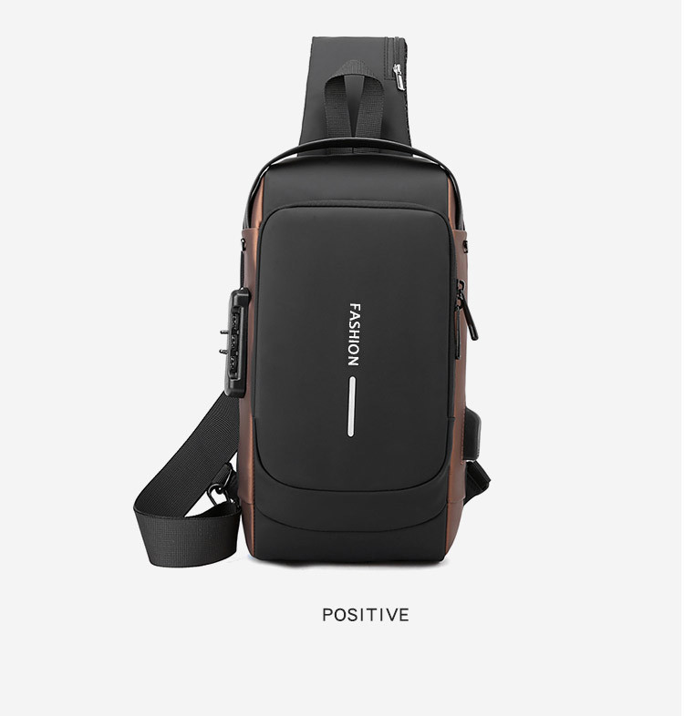 Fashion Casual Sports Combination Lock Antitheft Shoulder Messenger