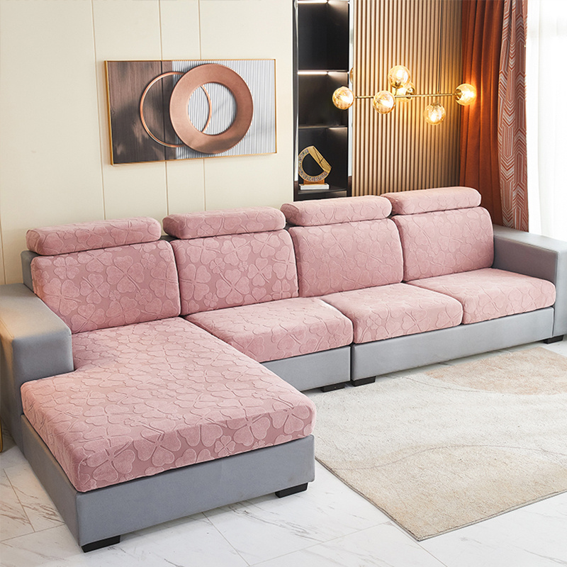 Funda elástica para sofá de 2 cojines, funda de sofá de 1 pieza, protector  antideslizante de muebles moderno, funda de sofá color rosa