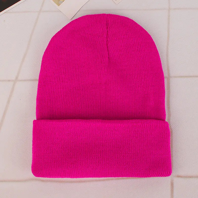 Fluorescent Knitted Beanie Hats Men Women Couple Elastic - Temu