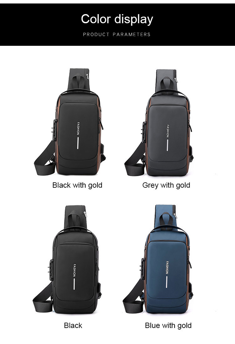 Fashion Casual Sports Combination Lock Antitheft Shoulder Messenger