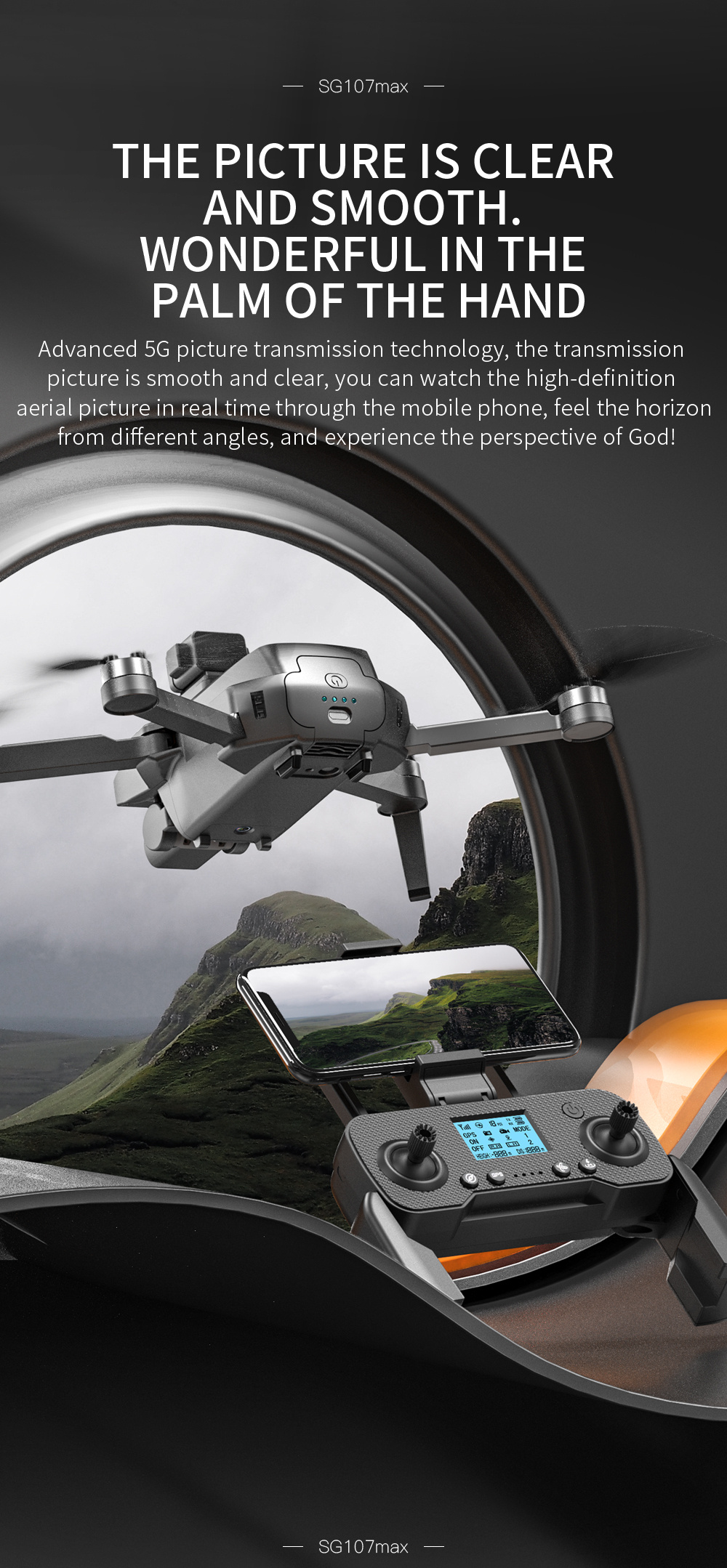 drone with gps follow obstacle avoidance hd dual camera optical flow positioning brushless motor real time transmission wifi connection app control details 2