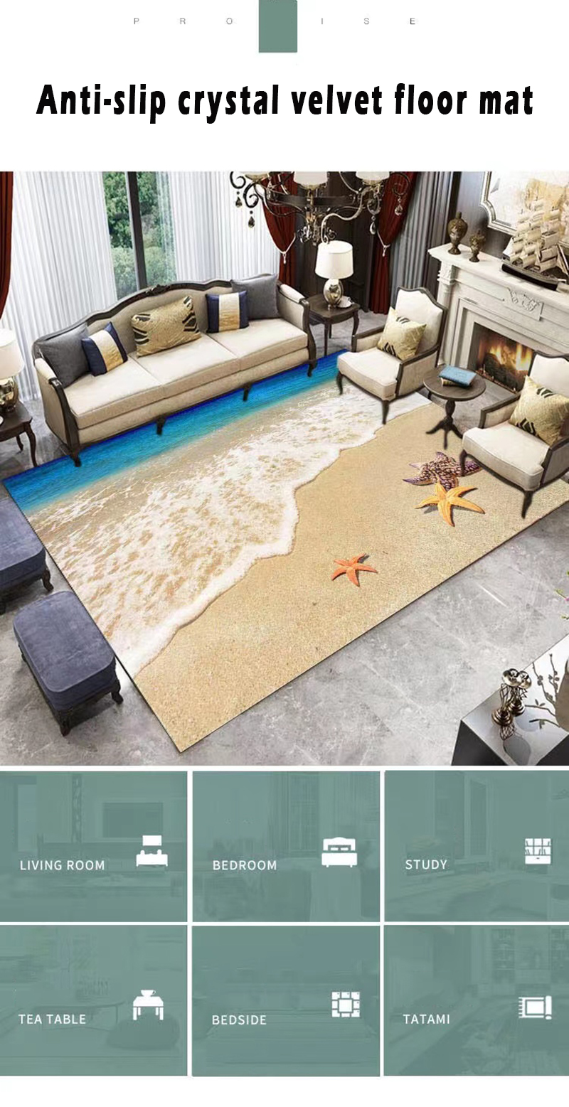 1pc Beach Pattern Non-slip Door Mat, Modern Polyester Non-slip Door Mat For  Living Room And Bedroom, All Season