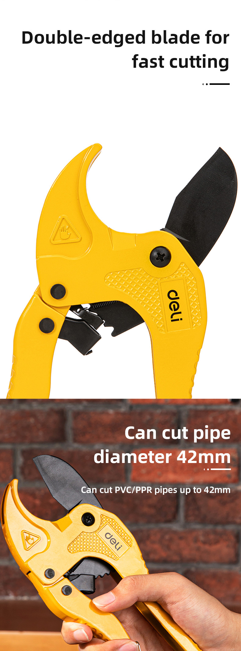 Deli Pvc Pipe Cutter Teflontreated Surface Smooth Cutting Surface Easy