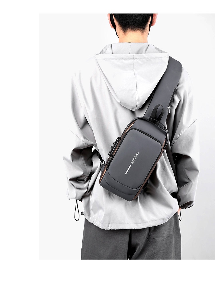 Fashion Casual Sports Combination Lock Antitheft Shoulder Messenger