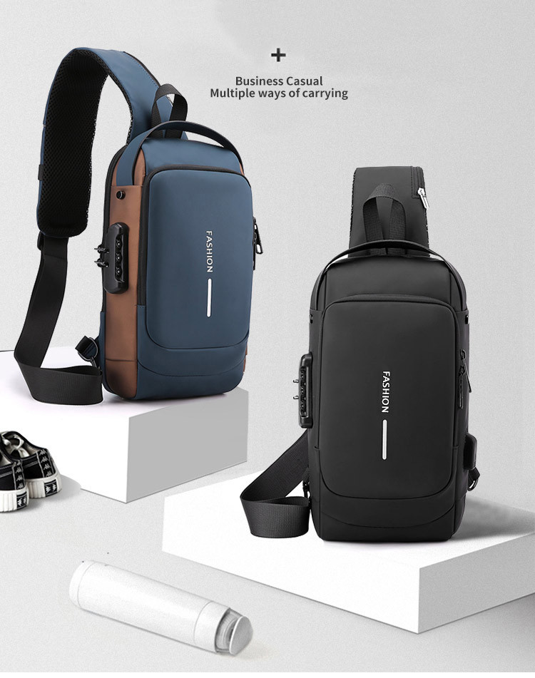 Fashion Casual Sports Combination Lock Antitheft Shoulder Messenger