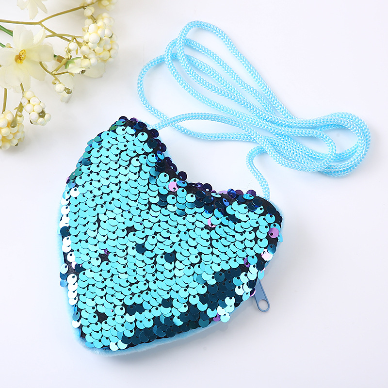 Girls Cute Cartoon Sequin Heart Shaped Crossbody Bag Coin Purse Decorative  Accessories For Party - Temu