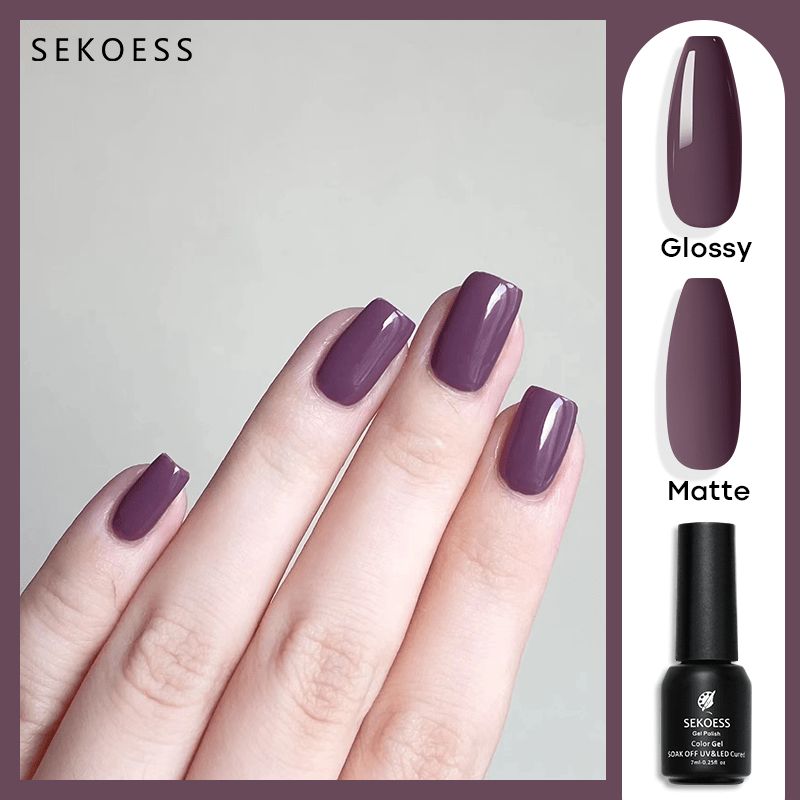 Sekoess Gel Nail Polish, Nude Brown Nail Gel Soak Off Gel Nail For