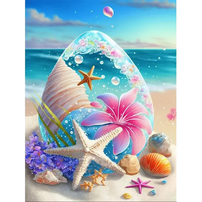 Diy Diamond Painting Beach Shell Art Handmade Home Wall Art - Temu