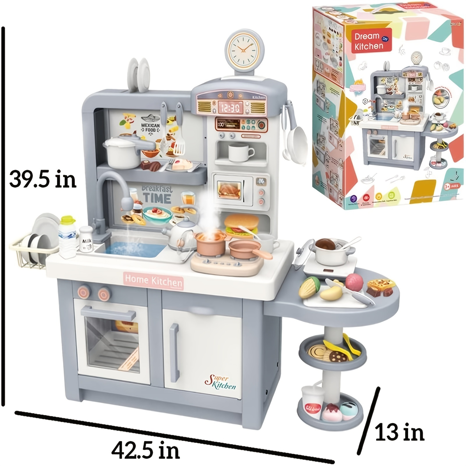 Juego de juguetes de cocina para niños: Theefun 45 piezas de juego de  cocina de simulación con olla de presión de plástico, sartén, utensilios de