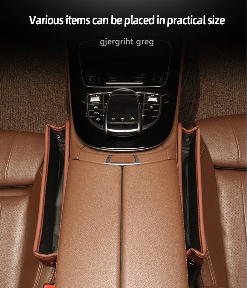 Boîte de rangement multifonctionnelle Gap pour siège de voiture en cuir  (marron)