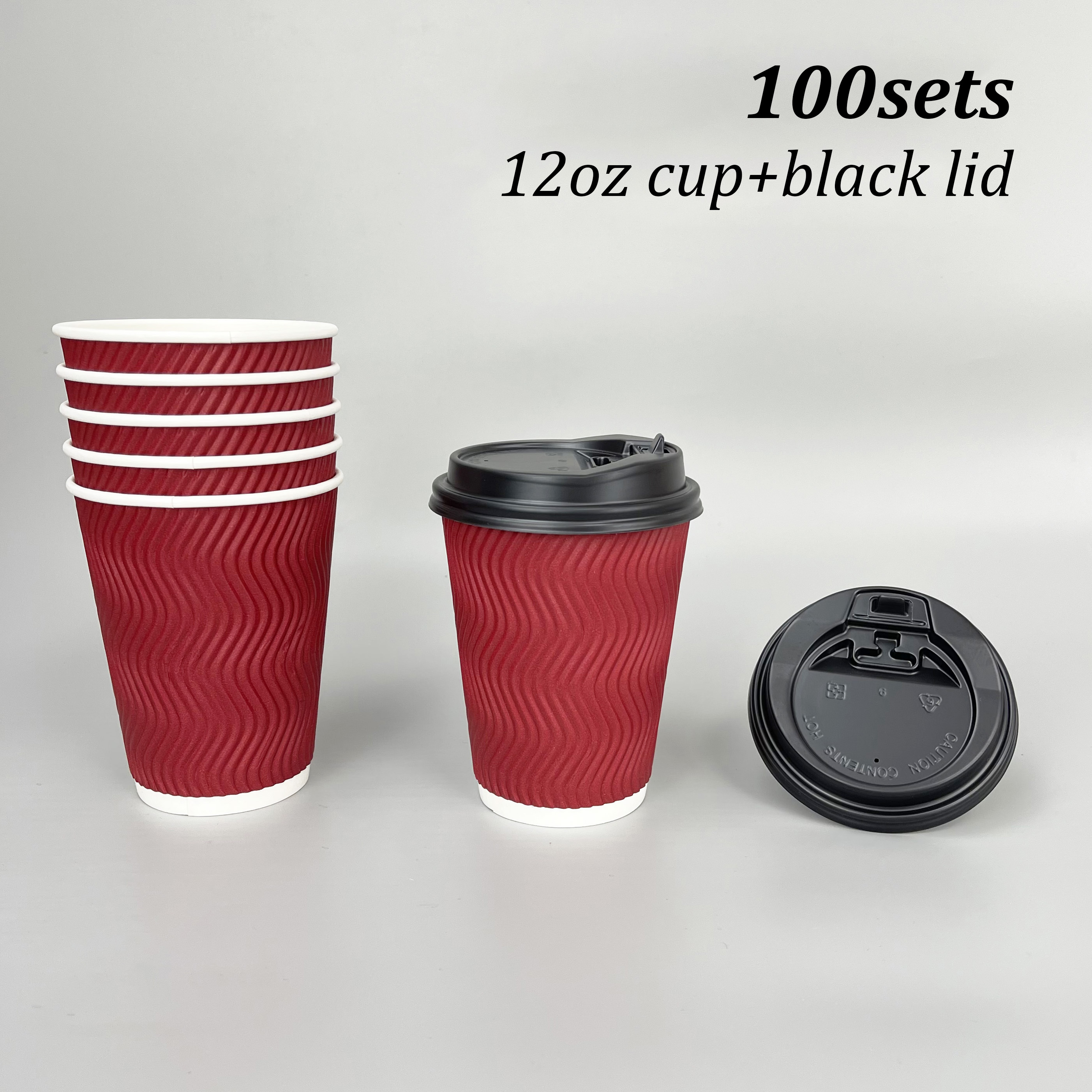 16 Ounce Scarlet Red Insulated Ripple Paper Cups