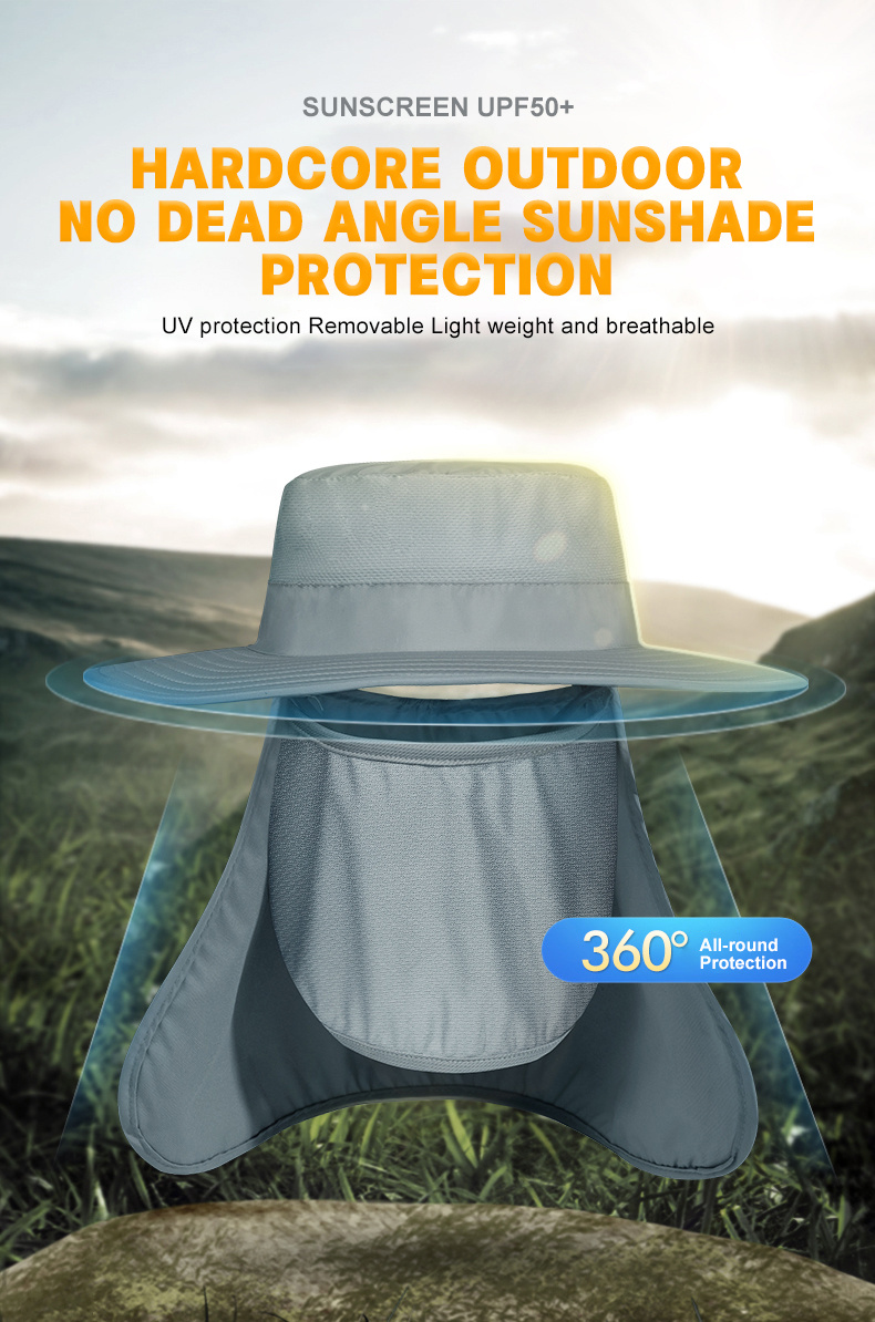 Sunscreen Bucket Hat Neck Flap Detachable Mask Unisex Solid - Temu Canada