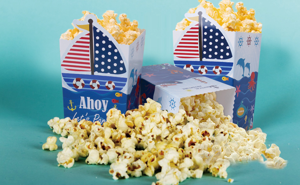 Nautical Party Favor Boxes Sea Ocean Ahoy Popcorn Boxes - Temu Bahrain