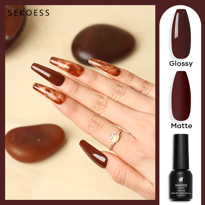 Sekoess Gel Nail Polish, Nude Brown Nail Gel Soak Off Gel Nail For Diy Home  Manicure Gifts For Women - Temu