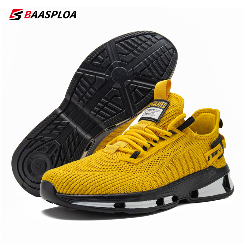 Mens yellow hot sale running shoes