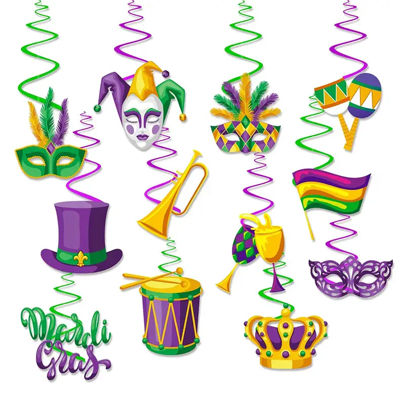 12pcs, Mardi Gras Hanging Decorations Kit, Mardi Gras Masks, Mardi Gras  Accessories, Carnival Mask, Masquerade Mardi Gras Decorations, Holidays  Decor