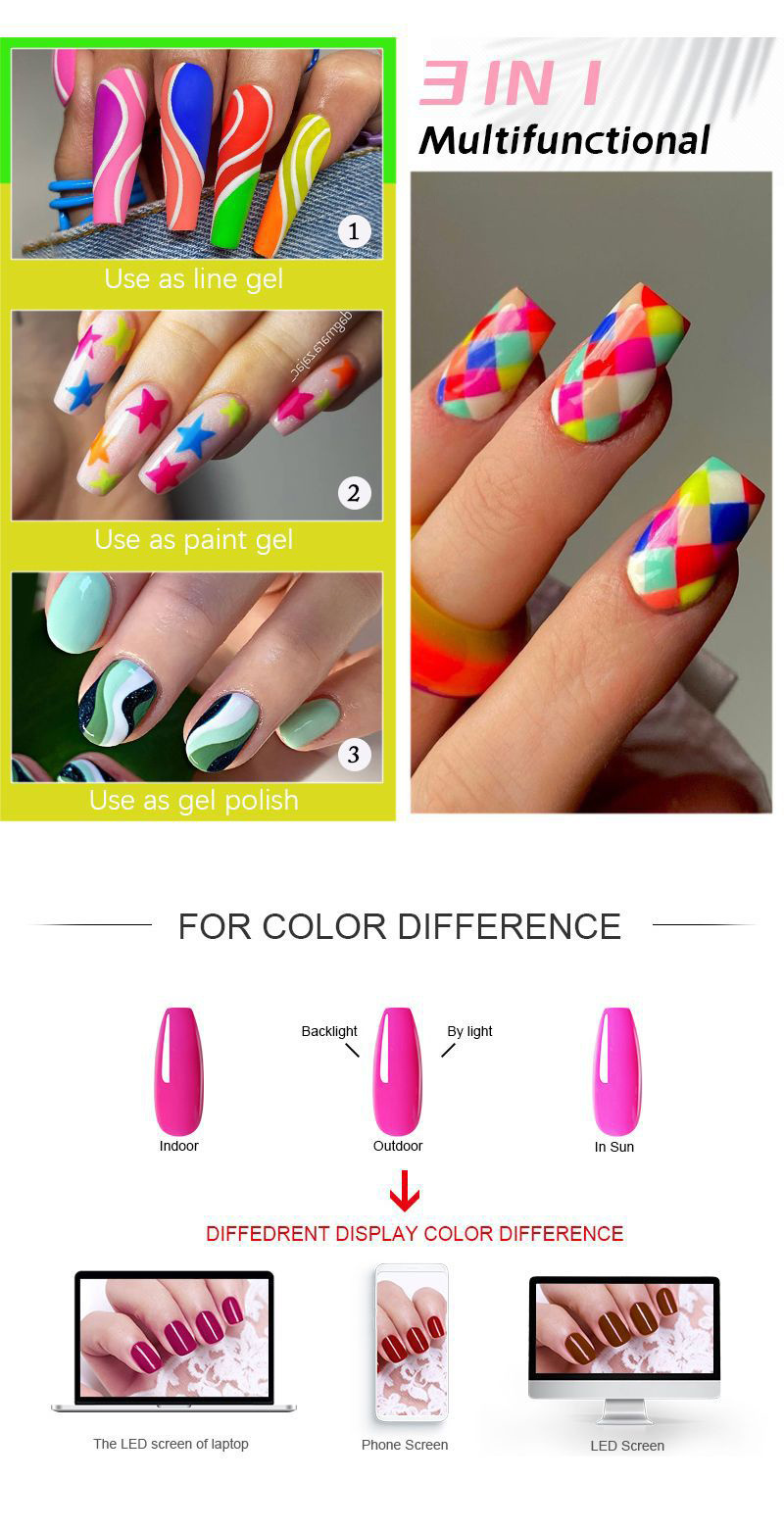 Nail Art Gel Liner Set 12 Colors Nail Polish Swirl French Temu