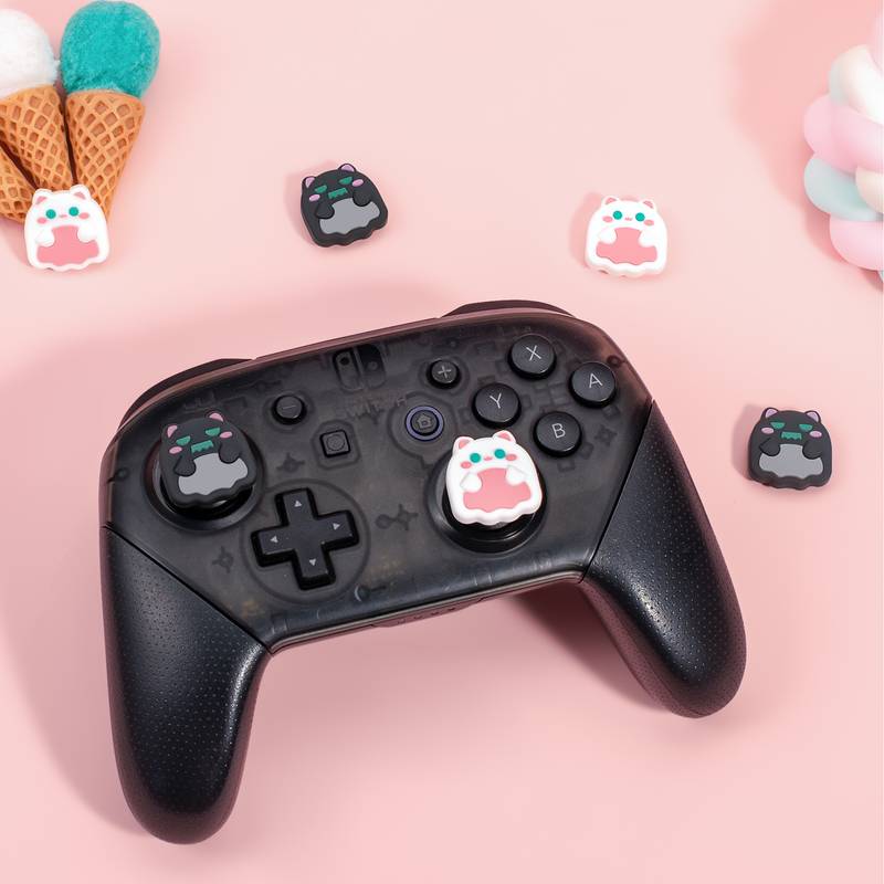4PCS FunMax 3D Cute Silicone Joycon Thumb Grip Caps, Joystick Cover For