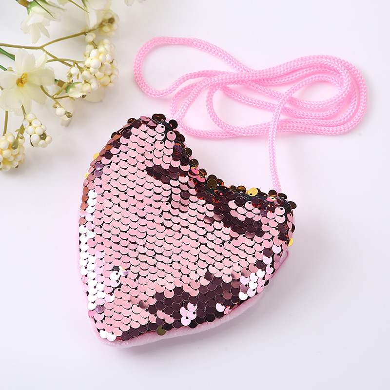 Girls Cute Cartoon Sequin Heart Shaped Crossbody Bag Coin Purse Decorative  Accessories For Party - Temu