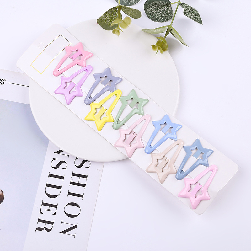 Hollow Star Shaped Hair Clip Metal Snap Clip Candy Color - Temu