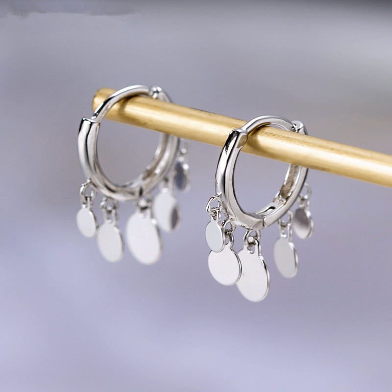 E-shop 1 Paar Einfache Trendige Charme Kreis Hängende Ohrringe Für Frauen Glänzende Mehrere Waffel Runde Quaste Ohrringe Schmuck
