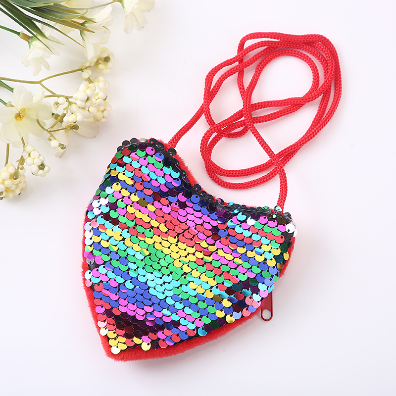 Girls Cute Cartoon Sequin Heart Shaped Crossbody Bag Coin Purse Decorative  Accessories For Party - Temu