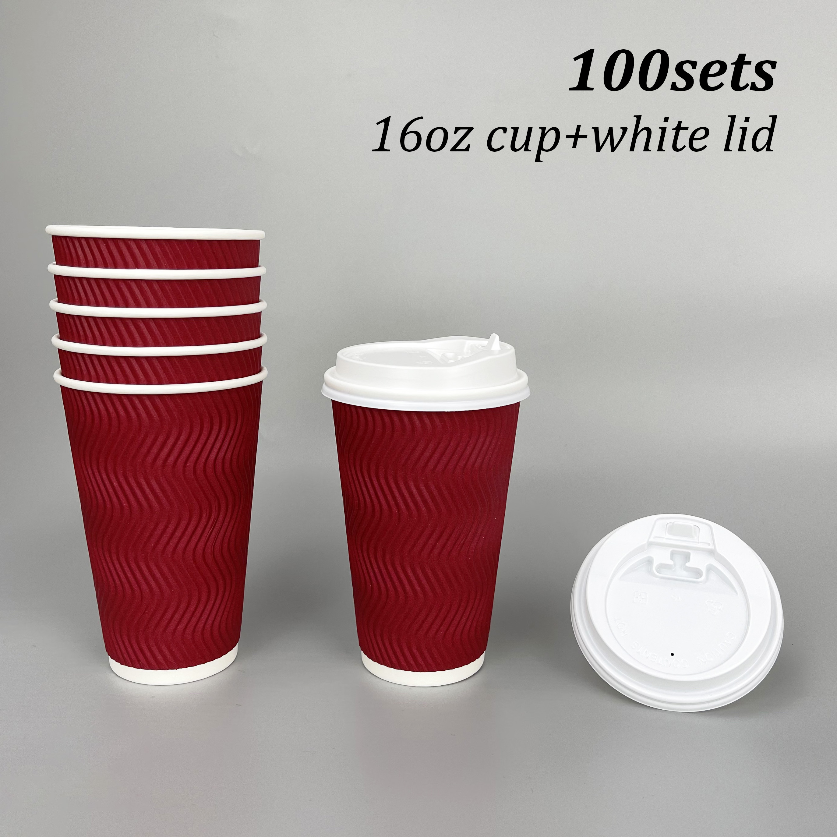 16 Ounce Scarlet Red Insulated Ripple Paper Cups