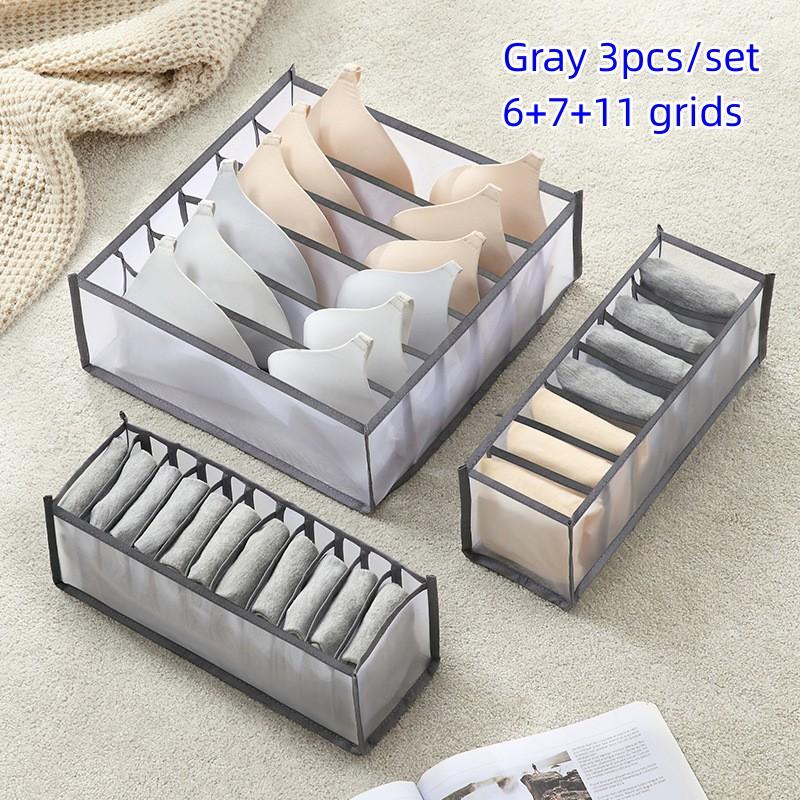 3pcs Underwear Storage Boxes, Household Compartment Fabric Clothes  Organizer, Drawers Dividers Organizer, Multifunctional Wardrobe Organizer  For