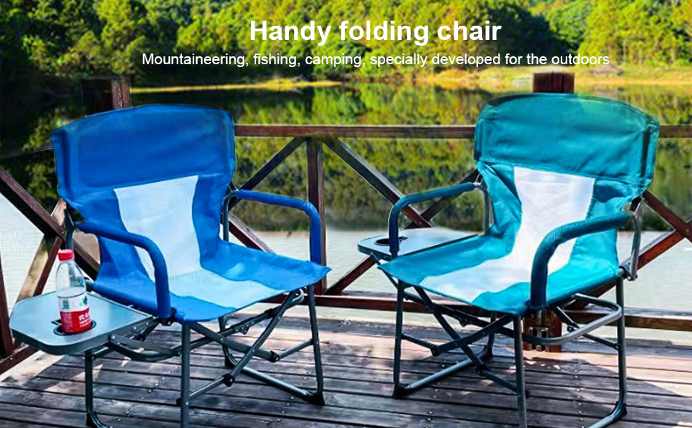 Outdoor Portable Folding Chair Lightweight Oversized Camping Chair Portable  Aluminum Director Chair With Side Table Suitable For Outdoor Camping Lawn  Picnic Fishing 300 Lb Multi Color, High-quality & Affordable