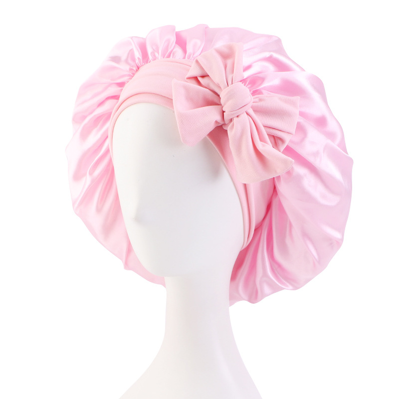 Grand Bonnet De Sommeil En Satin Super Doux Pour Femmes Avec Une