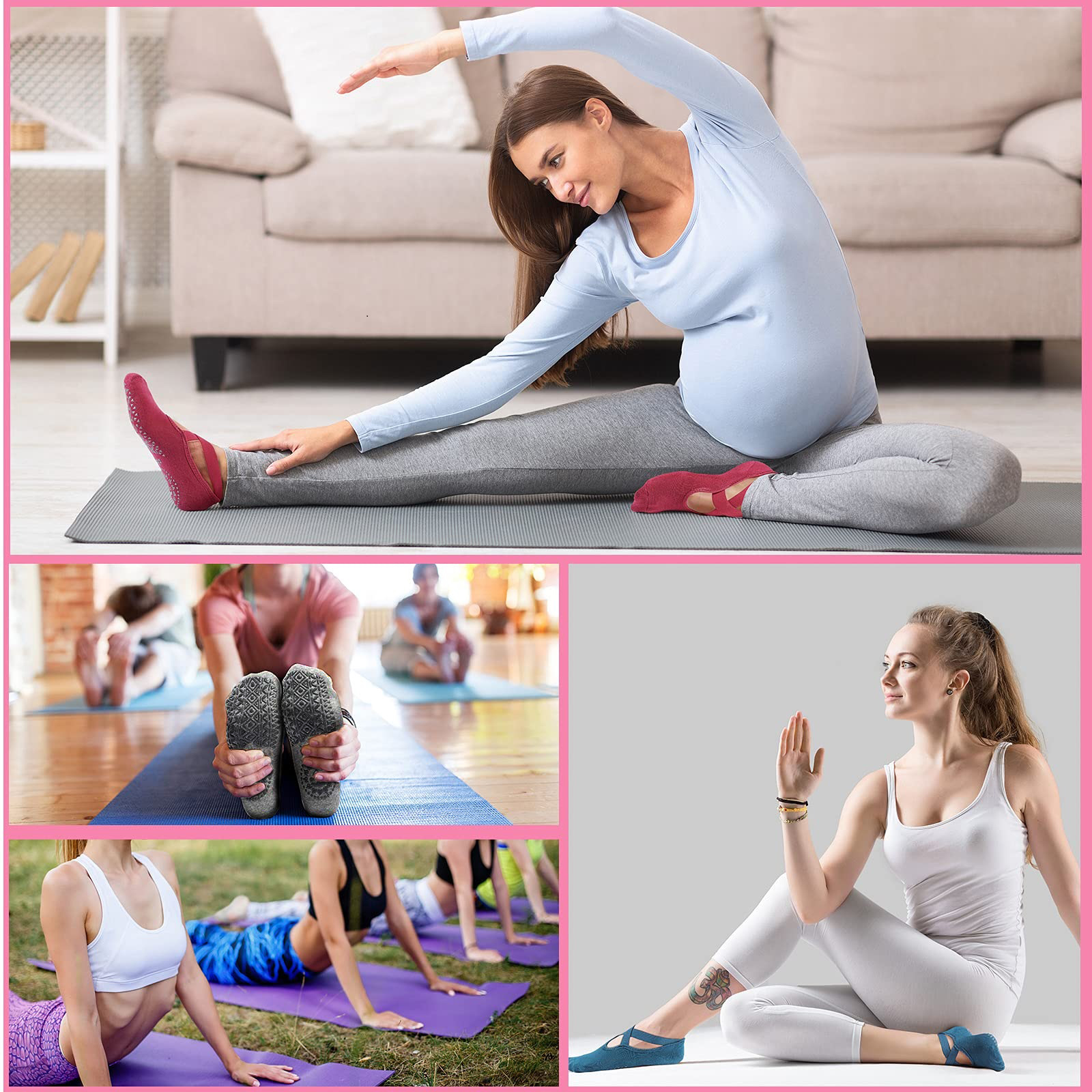 1pc Anti-slip Yoga Trampoline Socks With Grips, Exercise Floor