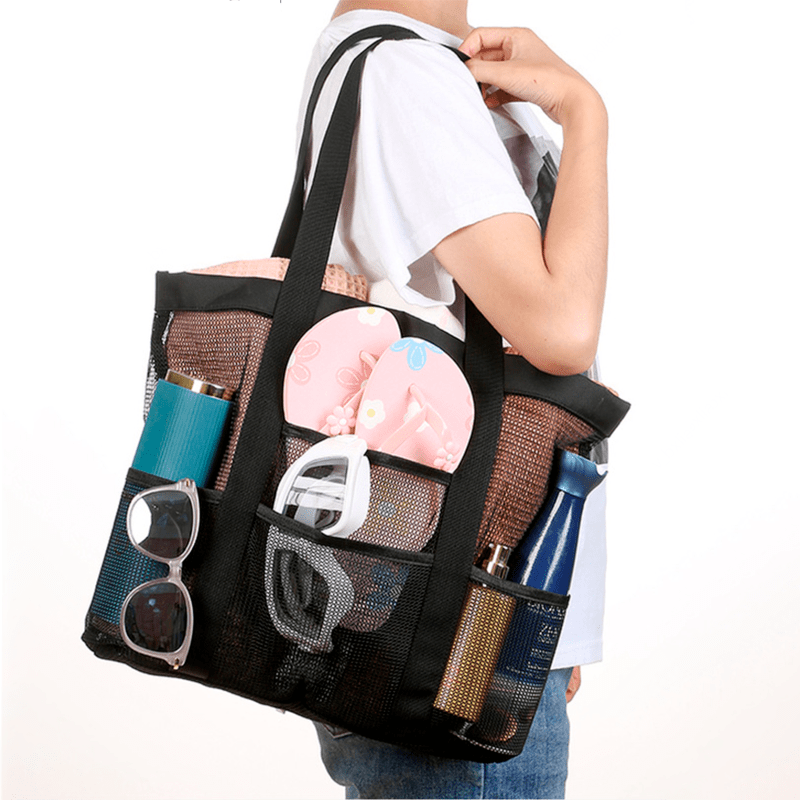 Netz-Strandtasche Von FITDON – Wasserdichte Tragetasche Mit Separater Tasche Für Strand, Picknick, Fitness Oder Reisen