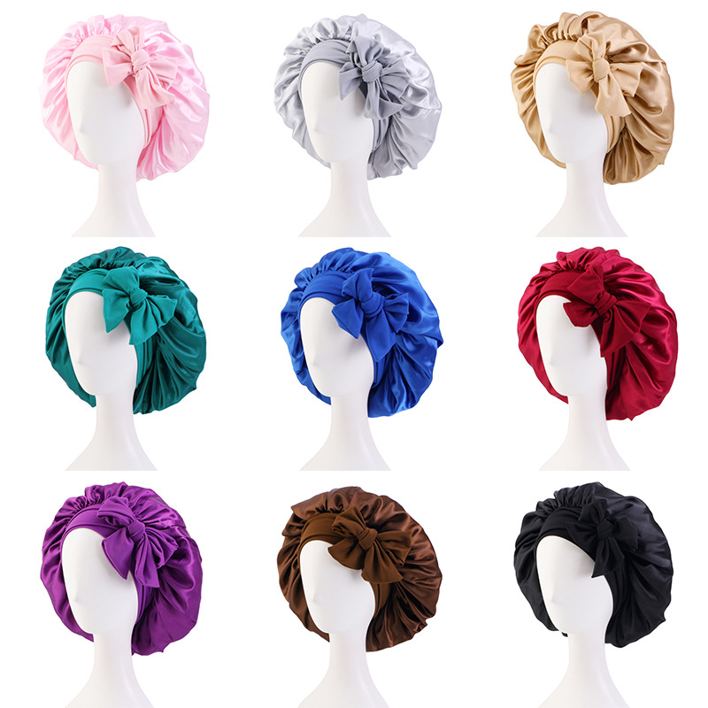 1 pz elastico fascia larga cofano in raso per le donne capelli ricci  morbido berretto da notte in seta per mantenere i tuoi capelli stile liscio  Beanie Plussign