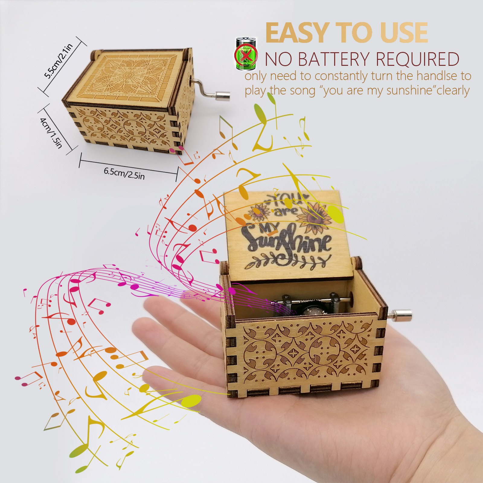 Music Box, Wooden Music Box, Clockwork Music Box For Birthday Gift, Mom Gift Temu
