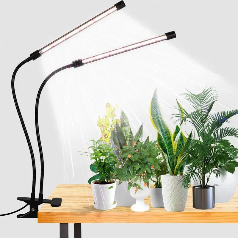 LED Grow Light,6000K Full Spectrum Clip Plant Growing Lamp With White Red LEDs For Indoor Plants,5-Level Dimmable,Auto On Off Timing 4 8 12Hrs details 1