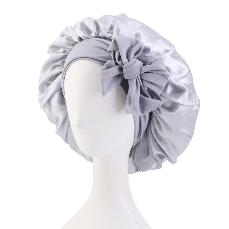 Grand Bonnet De Sommeil En Satin Super Doux Pour Femmes Avec Une