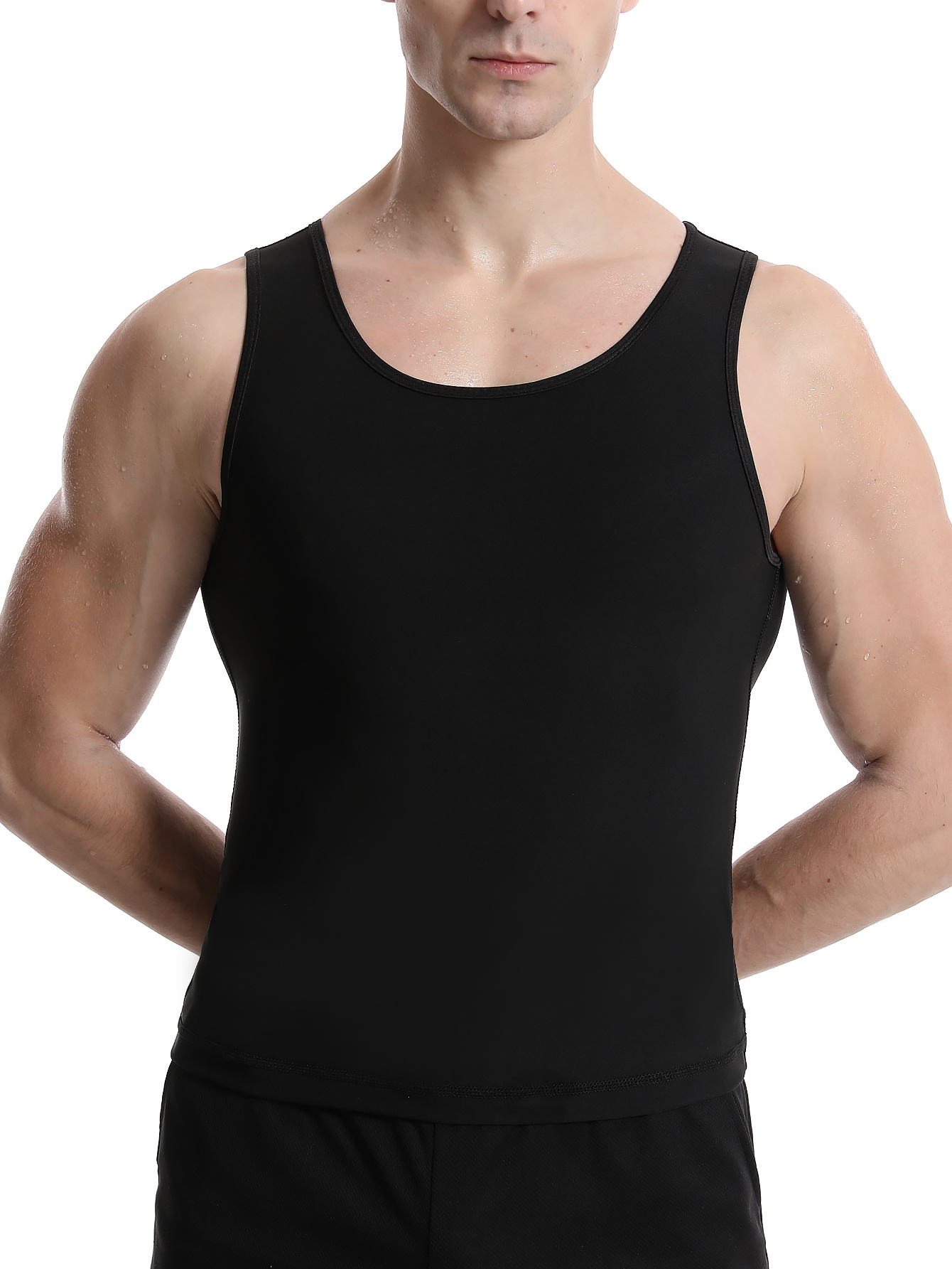 Porter Men's Instant Slimming Undershirt Improved Posture Tummy Control  Vest- Small Black Small 