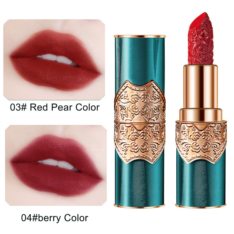 4 color lipstick set matte velvet finish long lasting waterproof high pigmented lipstick chinese style delicate carved lipstick details 6